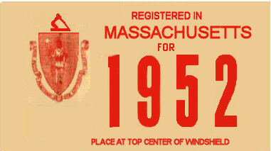 (image for) 1952 Massachusetts REGISTRATION Sticker